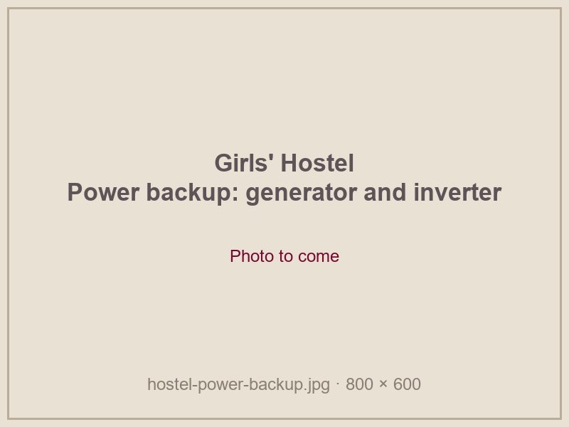 Power backup, girls' hostel (photo to come)